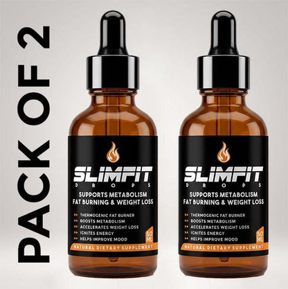 Two bottles of SlimFit DROPS on a white background